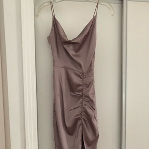 OHPOLLY SATIN MAUVE DRESS UK SIZE6